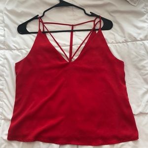 Red blouse with cuts